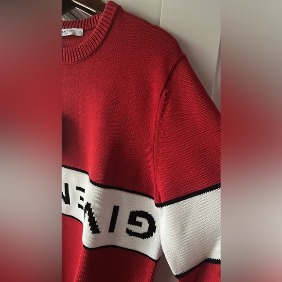 Givenchy men logo cotton Sweater red and white size large is brand new - Picture 5 of 5